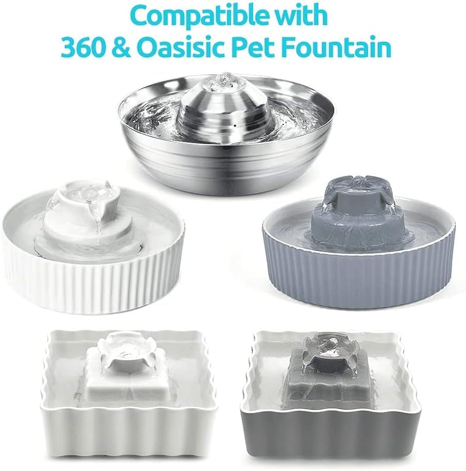 Pet Fountain Replacement Filters, 8 Pack Cat Water Fountain Carbon Filters and 2 Pack Foam Filters for Cupcake Ceramic Cat Fountain